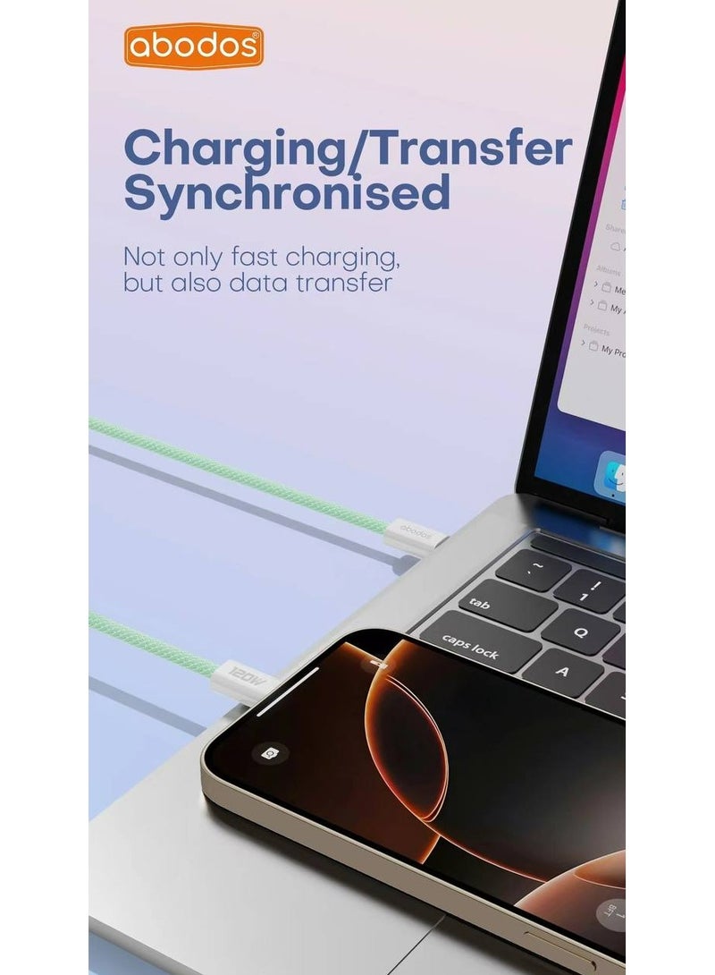 Abodos AS-DS387 120W Fast Charging Data Cable – Type-C to Type-C, 1.2m PD Cable, Durable & Tangle-Free Design - Image 4