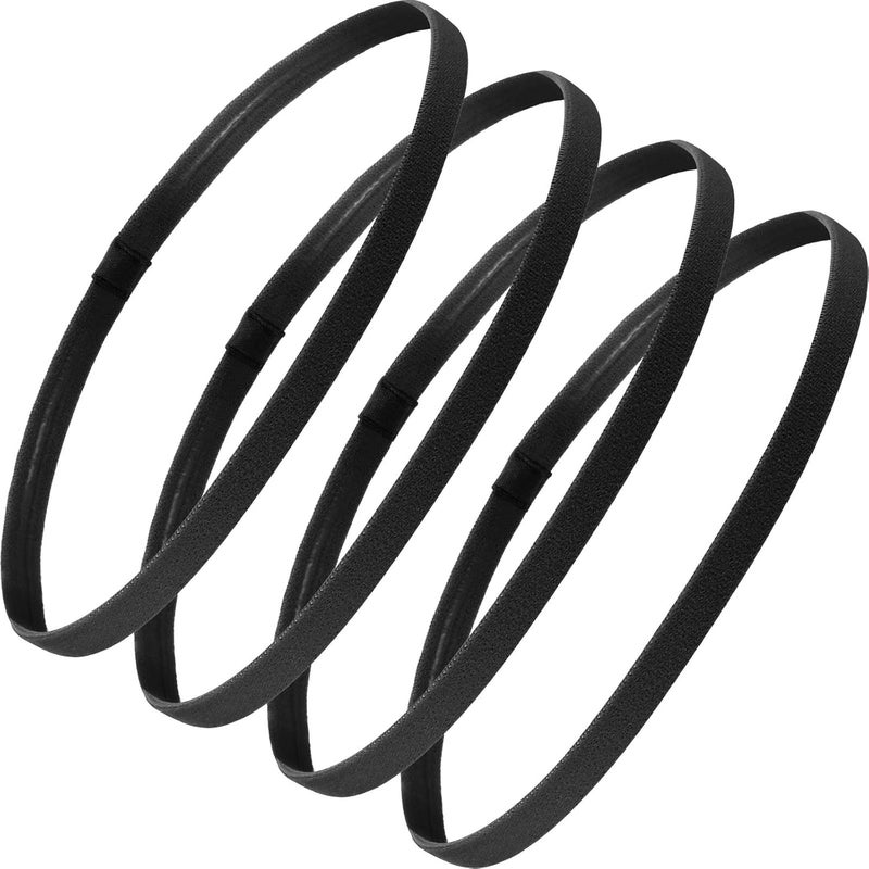 Bememo 4 Pieces Elastic Sports Headbands Thick NonSlip Hair Bands for Women and Men