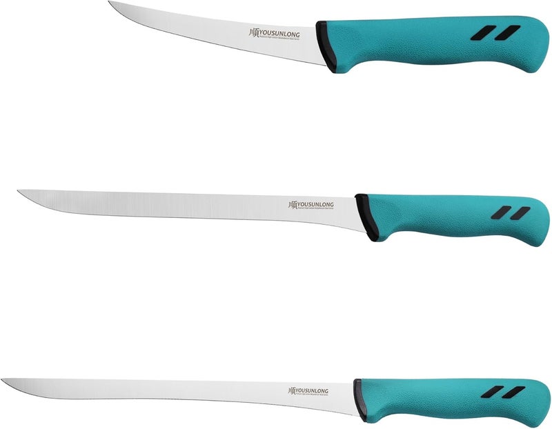 YOUSUNLONG Ham Slicing Knife Boning Knife 3-Piece Set - Premium High-carbon Molybdenum Steel Blade of 5" 10" 12" - Spanish Style Meat and Ham Slicer - Ergonomic & Non-slip Handle - Image 1