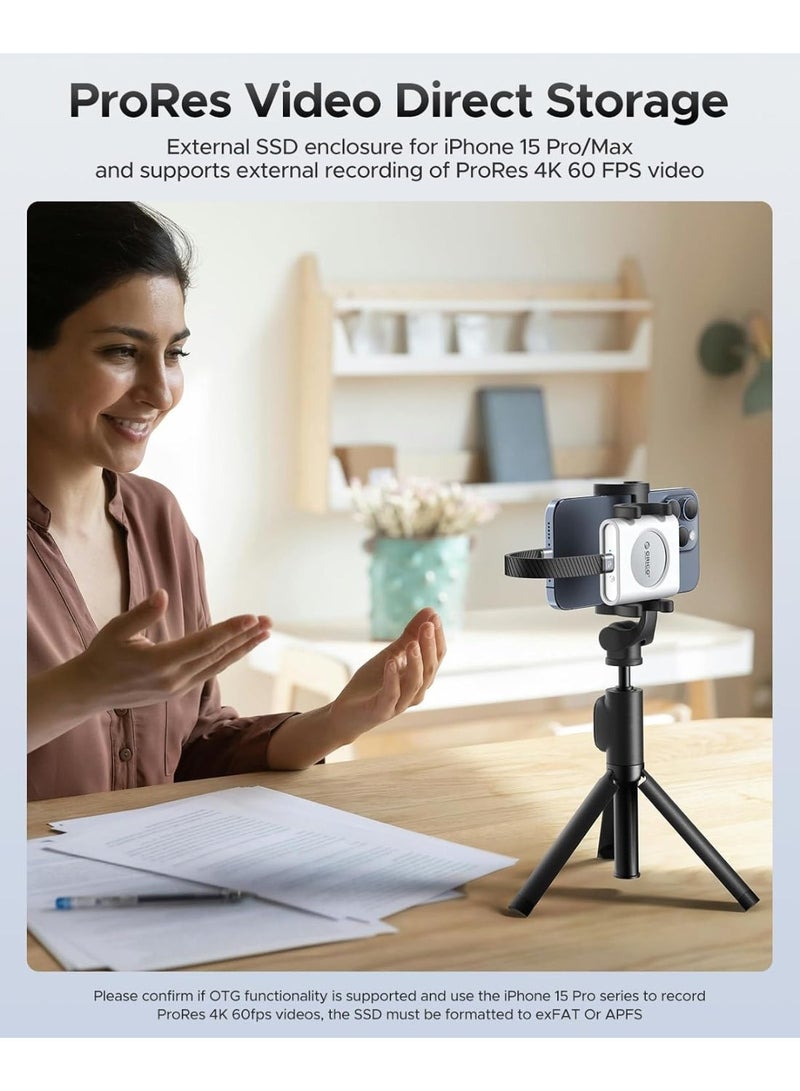 ORICO Aluminium M.2 NVMe 2230 SSD Enclosure with Silicone Protective Case, 10Gbps USB 3.2 Gen2 Type-C to NVMe PCIe Adapter, Compatible with iPhone 15 Pro/Pro Max 4K ProRes Recording -IP30 - Image 4