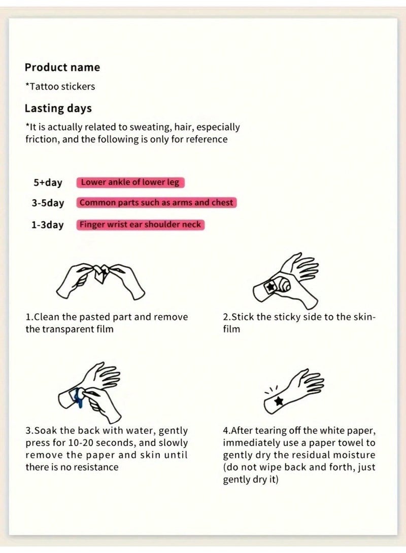 قطعتان من ملصق التاتو المؤقت بتصاميم حناء زهرية حمراء، مثالي للحفلات والمهرجانات بشكل مستطيل - view 4