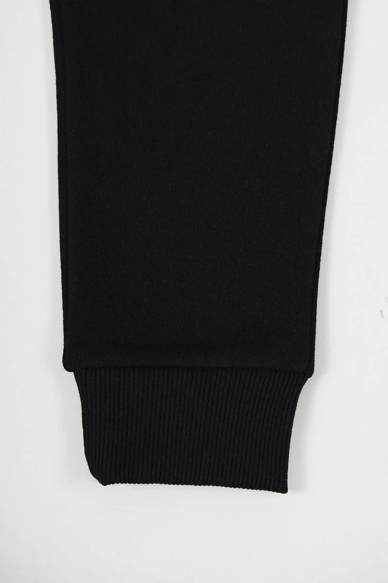 mmetalic Black Thick Cotton Elastic Waist and Leg Pocket 5-6-7-8-9-10-11-12 Years Old Boy Tracksuit Bottoms