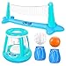 JOYIN XL Inflatable Pool Float Set 125 Volleyball Net Basketball Hoops Extra Large Floating Swimming Game Toy for Kids and Adults Summer Floaties Volleyball CourtBasketball XLBlue Cyan - Image 3