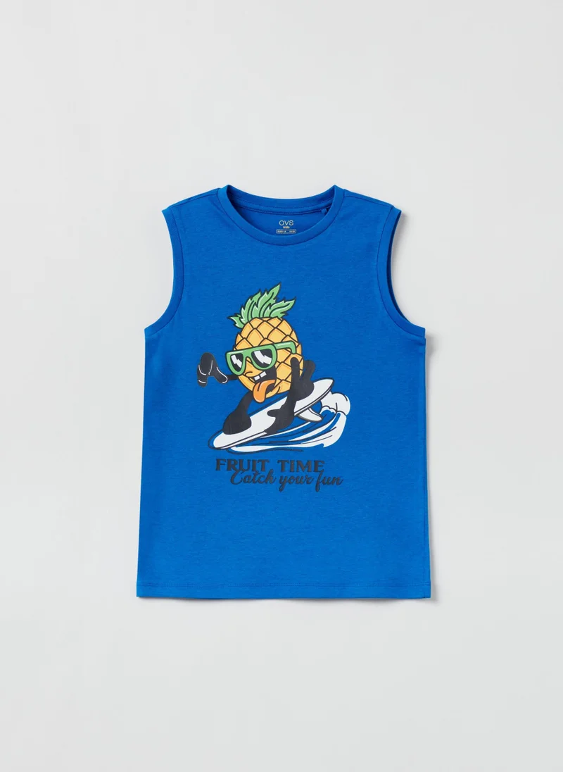 Ovs Racerback Vest With Round Neck And Print