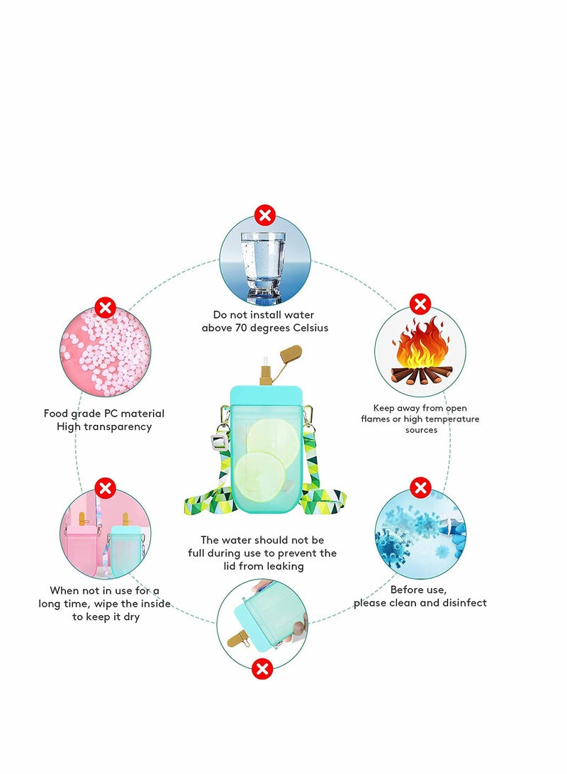 KASTWAVE Cute Water Bottles with Straws, Creative Ice Cream Plastic Popsicle Drink Water Bottles, Transparent Water Jug, Multi-Colored Juice Drinking Cup Suitable for Adult Children(BPA Free) - Image 4