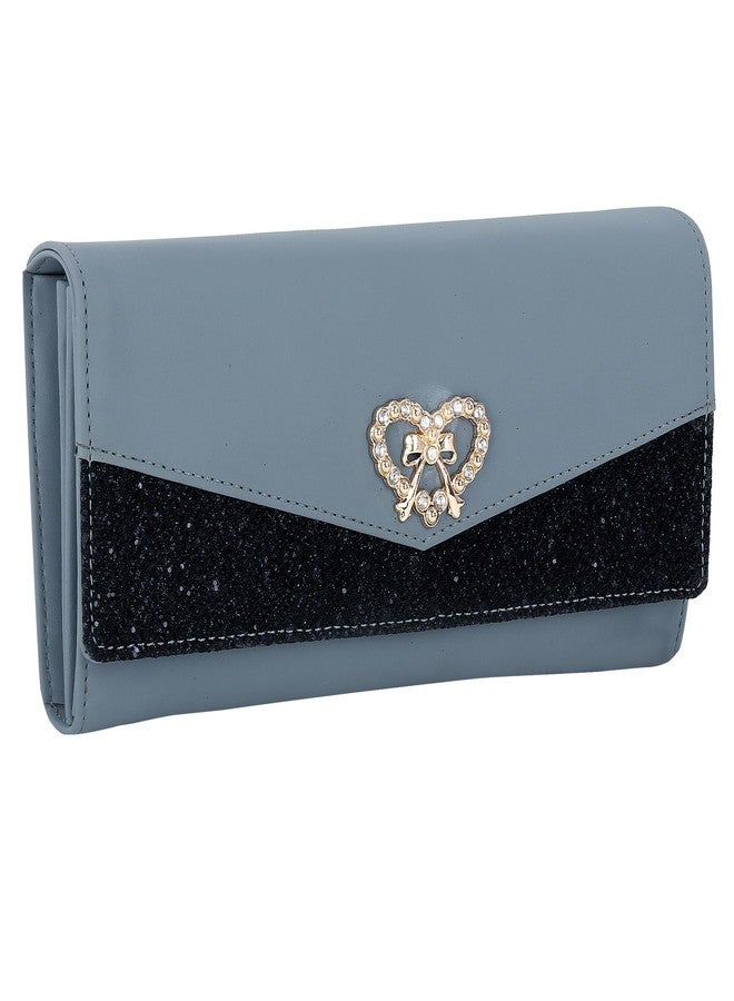 Women's Hand Clutch Wallet For Girl's 4 Card Slots & Phone Pocket (8Lovees) (Grey) - Image 3