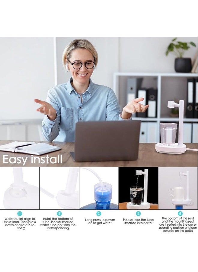 Portable USB Charging Pumping Automatic Water Dispenser Intelligent Desktop Water Bottle Dispenser-white
