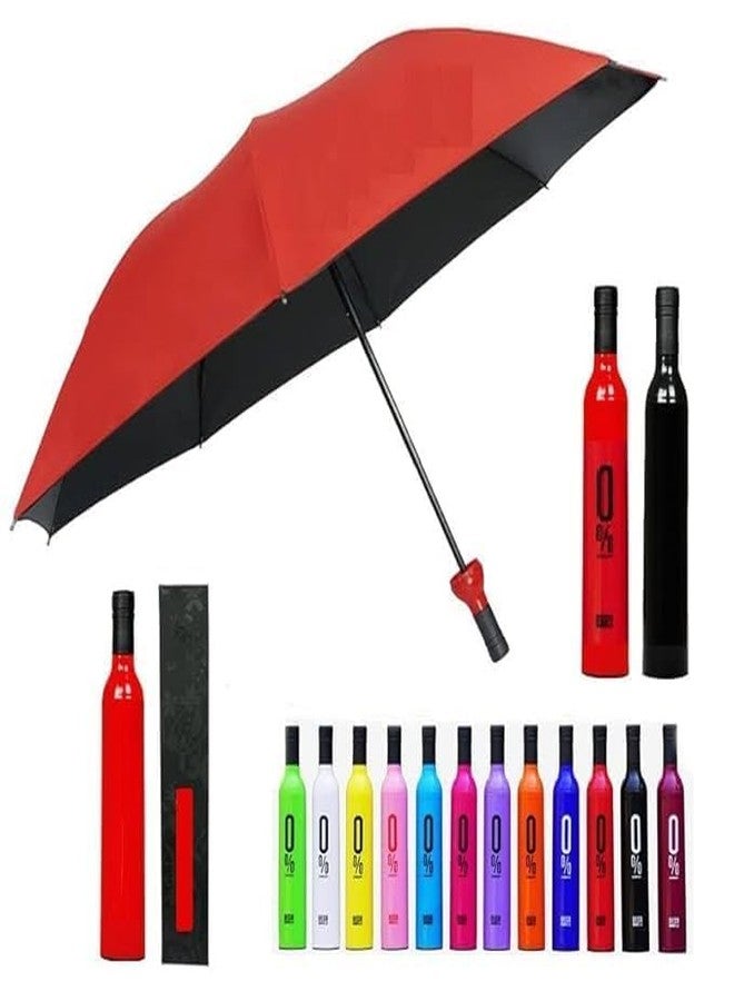 NPB Store Wine Bottle Umbrella Windproof Double Layer Umbrella with Bottle Cover for UV Protection & Rain, For Men, Women, and Kids (Multicolor) - Image 1