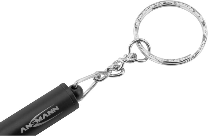 Ansmann Mini LED Keychain Light - Black Aluminium Keyring Light with 4 LR41 Coin Cells - Image 3