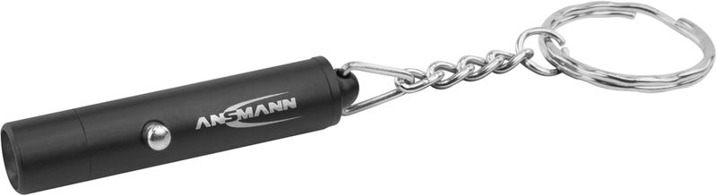 Ansmann Mini LED Keychain Light - Black Aluminium Keyring Light with 4 LR41 Coin Cells - Image 1