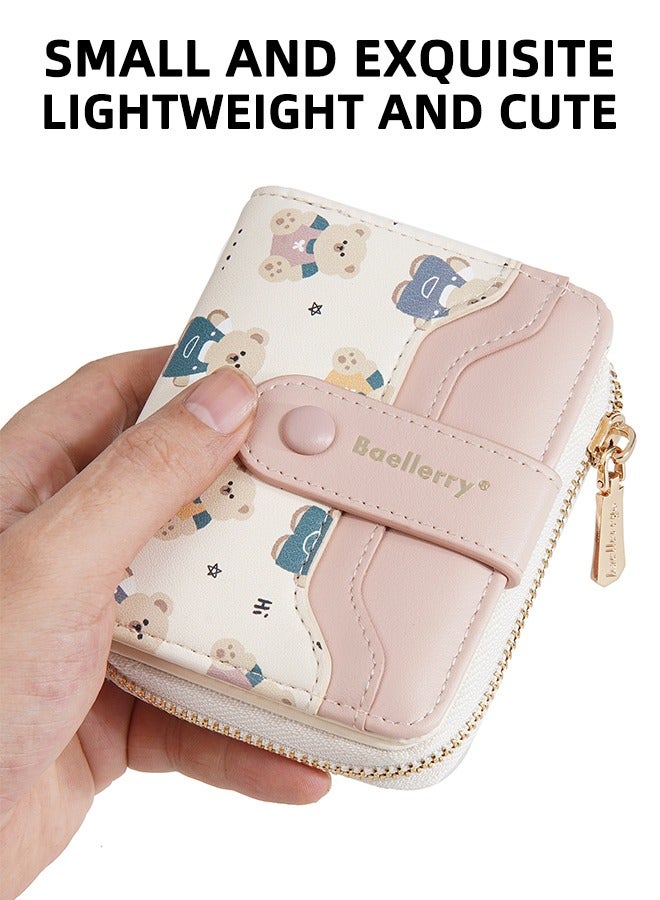 baellerry Ultra-Slim Storage Wallet-Rfid Card Holder-Women'S Short Wallet-Bear Printed Multi-Card Slot Zipper Coin Purse Card Holder 8 Reinforced Slots With Secure Magnetic Closure To Prevent Cards From Slipping Out.  - Image 2