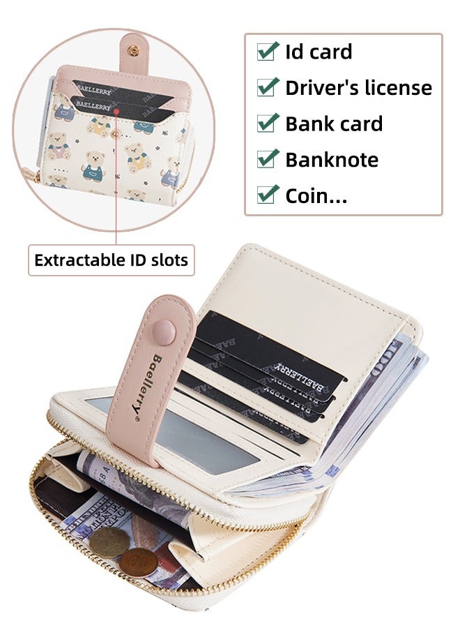 baellerry Ultra-Slim Storage Wallet-Rfid Card Holder-Women'S Short Wallet-Bear Printed Multi-Card Slot Zipper Coin Purse Card Holder 8 Reinforced Slots With Secure Magnetic Closure To Prevent Cards From Slipping Out.  - Image 4