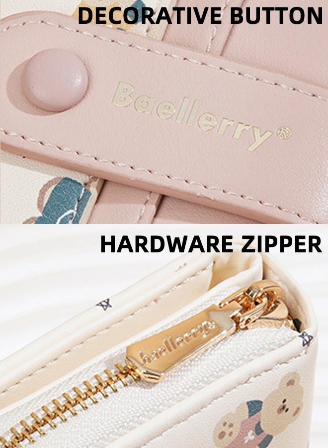 baellerry Ultra-Slim Storage Wallet-Rfid Card Holder-Women'S Short Wallet-Bear Printed Multi-Card Slot Zipper Coin Purse Card Holder 8 Reinforced Slots With Secure Magnetic Closure To Prevent Cards From Slipping Out.  - Image 5