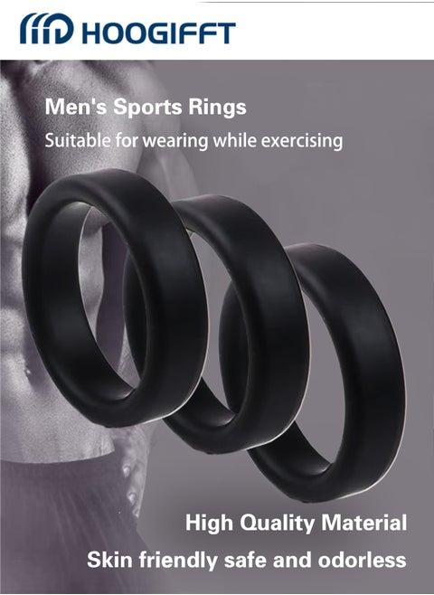 Silicone Ring Men Sports Ring Elastic Easy Stretch Resistance Tear Resistance Exercise Ring Extended Endurance Waterproof Wear Resistant Soft Suitable for Male Sports Home (3 Piece Set )