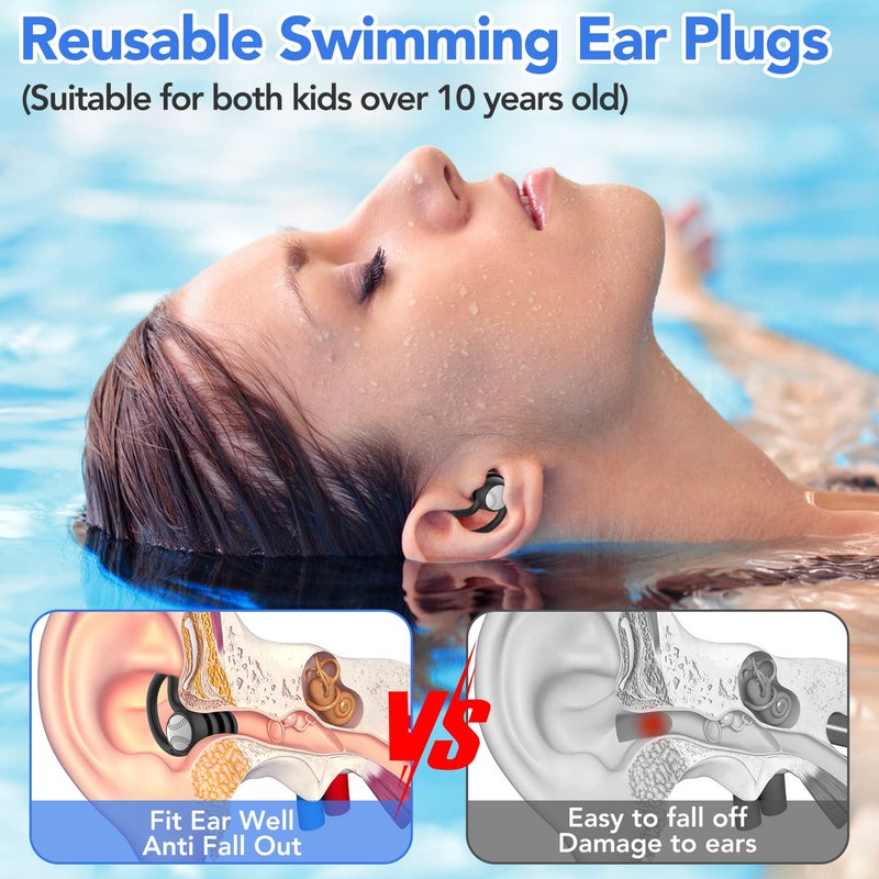 WLSCTY Swimming Ear Plugs Waterproof Earplugs - 3 Pairs Silicone Swim Ear Plugs for Adult Kids, Water Sports Earplugs for Showering, Bathing, Surfing - Keep Ear Water Out - Image 3