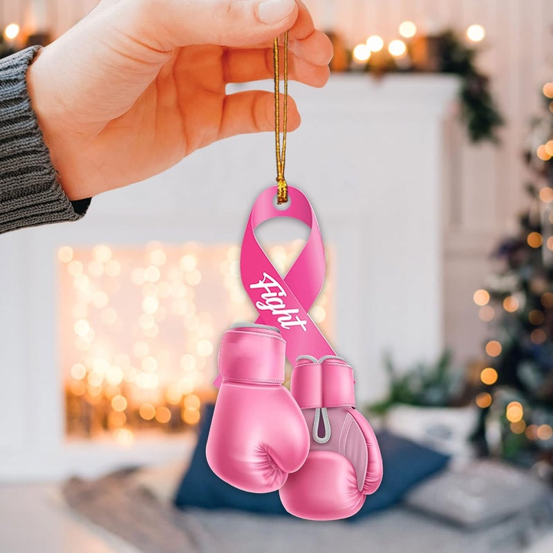Talataca Pink Fight Ribbon and Boxing Gloves Car Rear View Mirror Charm - Image 5