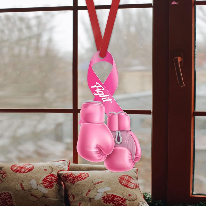 Talataca Pink Fight Ribbon and Boxing Gloves Car Rear View Mirror Charm - Image 4