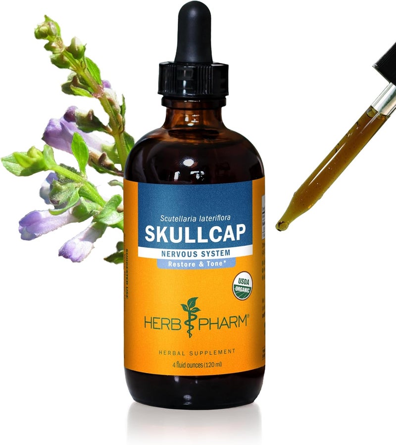 Herb Pharm Certified Organic Skullcap Liquid Extract for Nervous System Support Organic Cane Alcohol 4 Ounce - Image 1