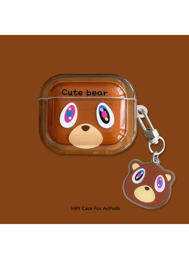 Generic - Dropout Bear Applicable For Apple Airpods Protective Cover 4 Generation Noise Reduction Pro2 2 2 Generation 3 Generation Wireless Bluetooth Earphone Case-Color:[learning Bear] + Pendant-Applicable Models:Airpods 1/2 Generation - Image 1