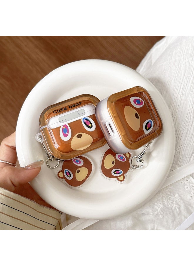 Generic - Dropout Bear Applicable For Apple Airpods Protective Cover 4 Generation Noise Reduction Pro2 2 2 Generation 3 Generation Wireless Bluetooth Earphone Case-Color:[learning Bear] + Pendant-Applicable Models:Airpods 1/2 Generation - Image 1