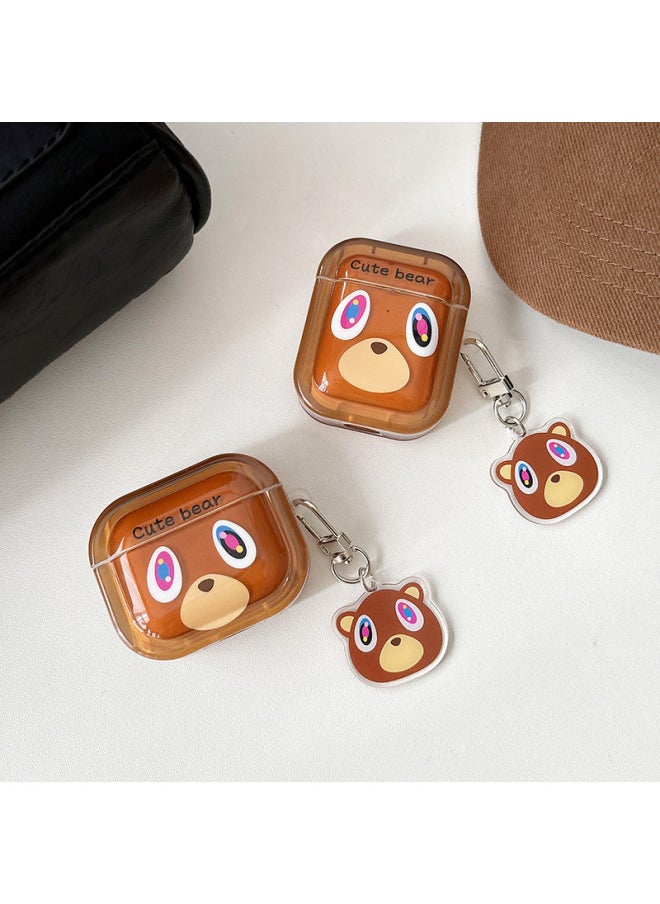 Generic - Dropout Bear Applicable For Apple Airpods Protective Cover 4 Generation Noise Reduction Pro2 2 2 Generation 3 Generation Wireless Bluetooth Earphone Case-Color:[learning Bear] + Pendant-Applicable Models:Airpods 1/2 Generation - Image 1