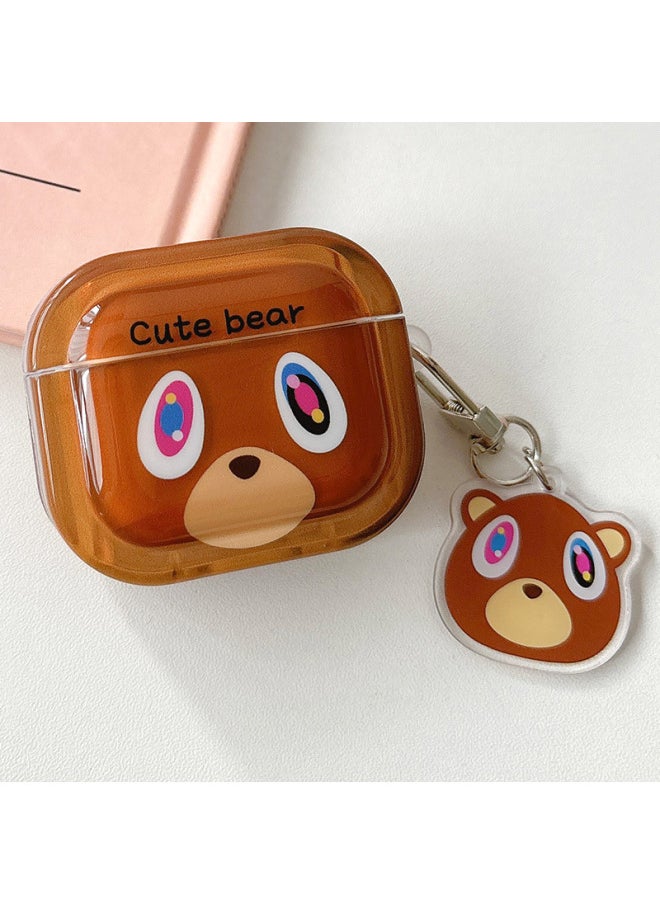 Generic - Dropout Bear Applicable For Apple Airpods Protective Cover 4 Generation Noise Reduction Pro2 2 2 Generation 3 Generation Wireless Bluetooth Earphone Case-Color:[learning Bear] + Pendant-Applicable Models:Airpods 1/2 Generation - Image 1