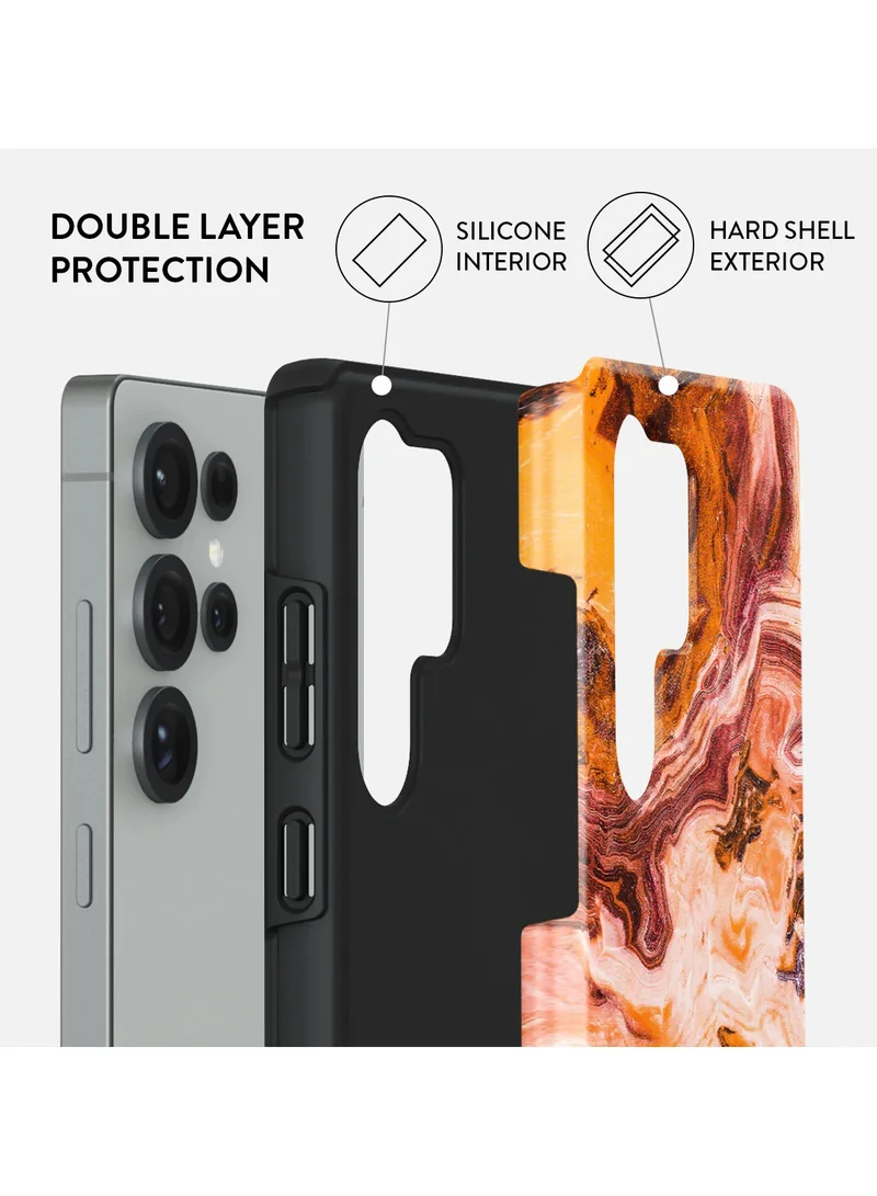 BURGA Samsung Galaxy S25 Ultra Case – Hybrid 2-Layer Hard Shell + Silicone Protective Cover, Shockproof & Scratch-Resistant – Autumn-Inspired “Pumpkin Spice” Orange-Brown Blend Design