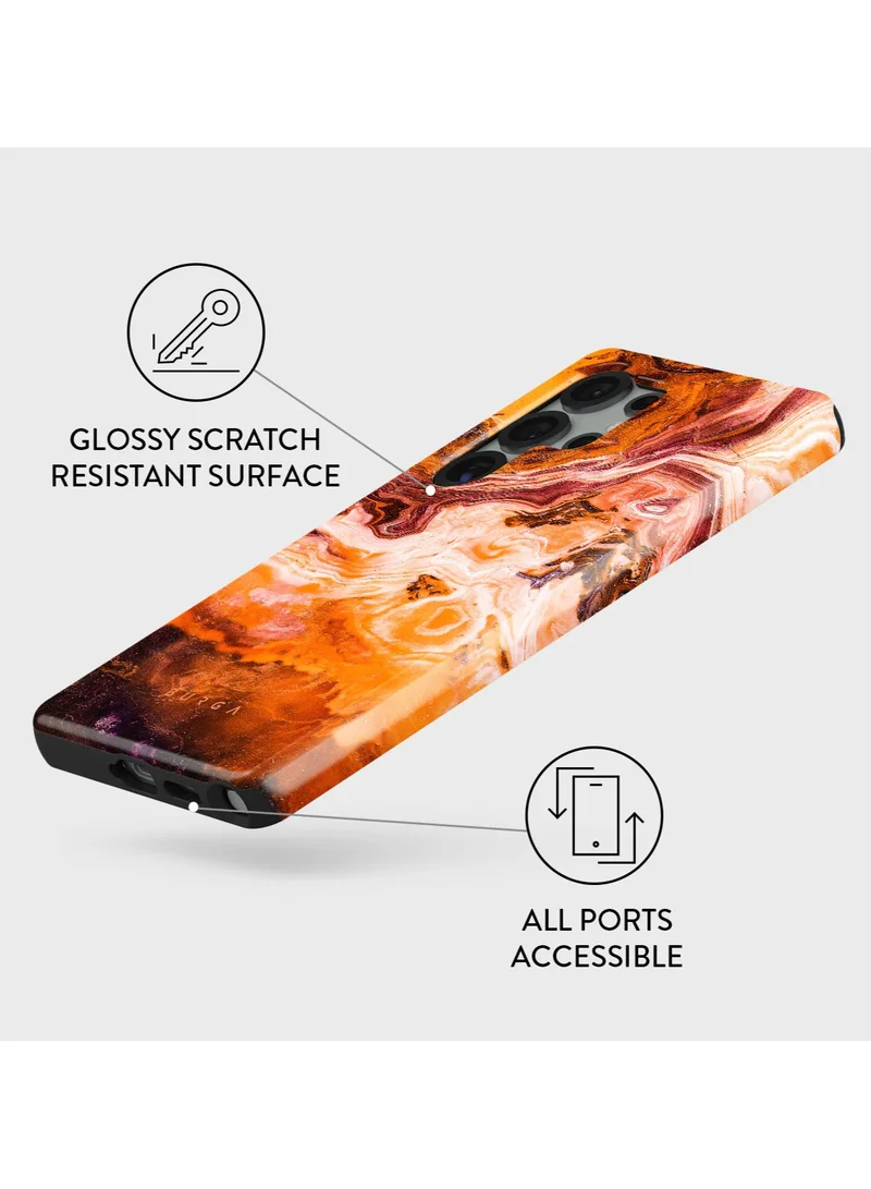 BURGA Samsung Galaxy S25 Ultra Case – Hybrid 2-Layer Hard Shell + Silicone Protective Cover, Shockproof & Scratch-Resistant – Autumn-Inspired “Pumpkin Spice” Orange-Brown Blend Design