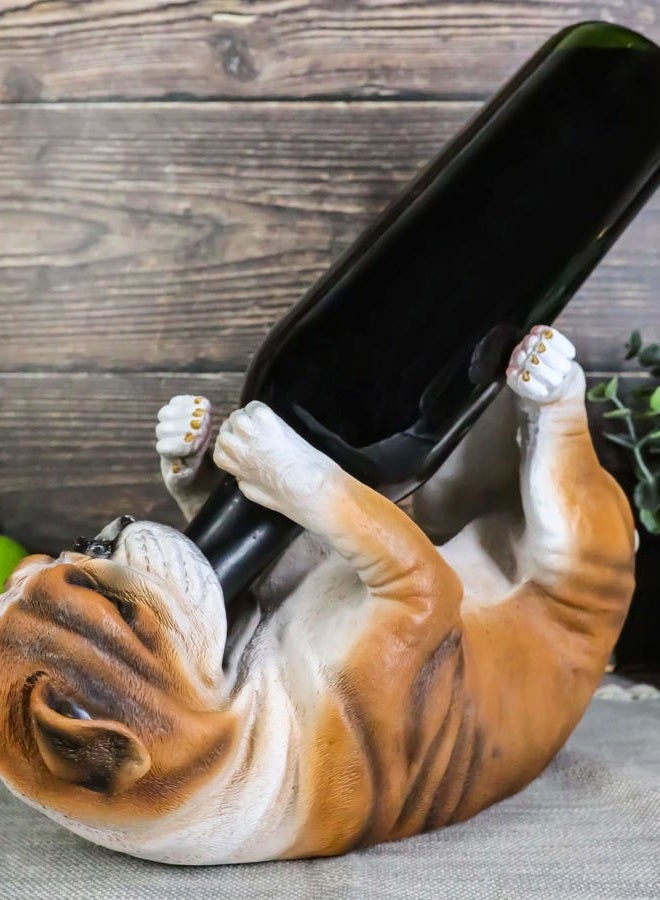 Ebros Gift Drinking American Bulldog Wine Bottle Holder Figurine Whimsical Dog Home Kitchen Decor Statue - Image 2