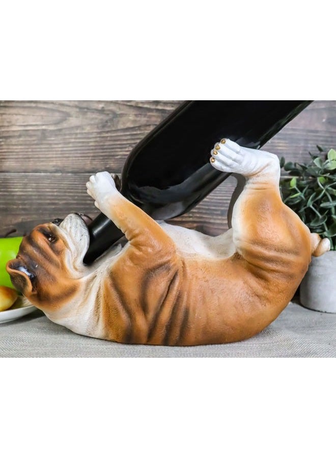 Ebros Gift Drinking American Bulldog Wine Bottle Holder Figurine Whimsical Dog Home Kitchen Decor Statue - Image 1