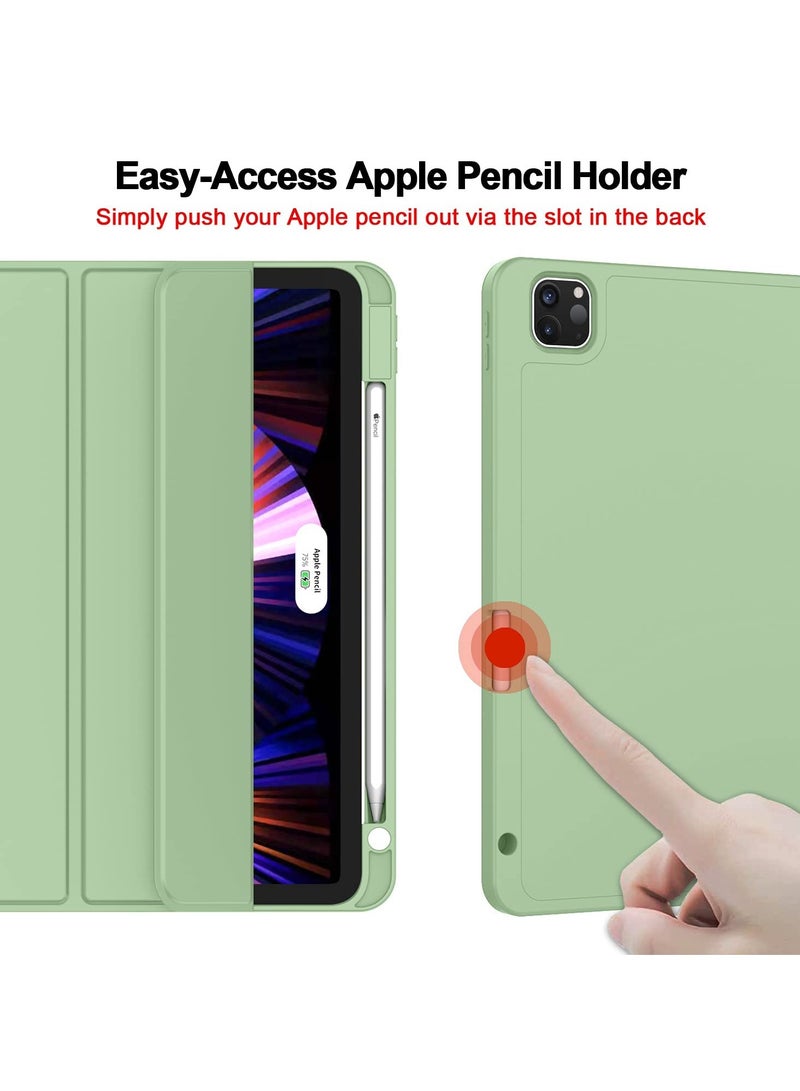 SYOSI Case for iPad Pro 11 2020/2021, Smart iPad Case with Pencil Holder Support Touch ID and Auto Wake/Sleep (Matcha Green) - Image 3