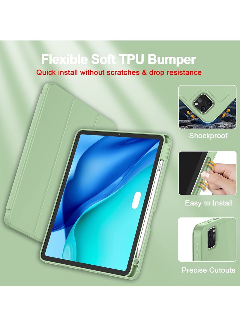 SYOSI Case for iPad Pro 11 2020/2021, Smart iPad Case with Pencil Holder Support Touch ID and Auto Wake/Sleep (Matcha Green) - Image 5