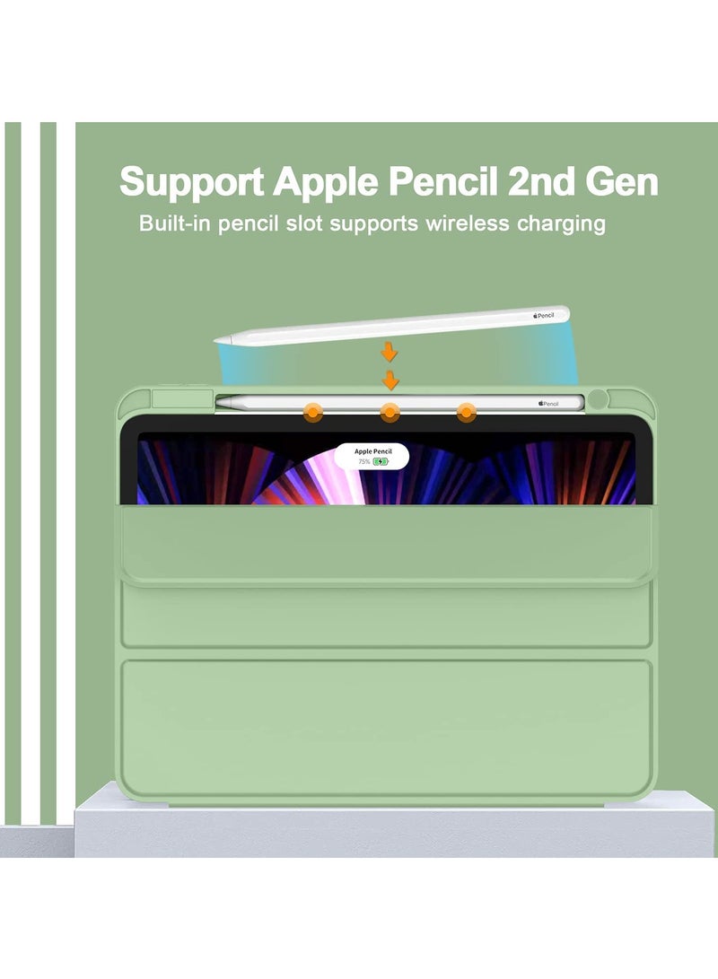 SYOSI Case for iPad Pro 11 2020/2021, Smart iPad Case with Pencil Holder Support Touch ID and Auto Wake/Sleep (Matcha Green) - Image 2