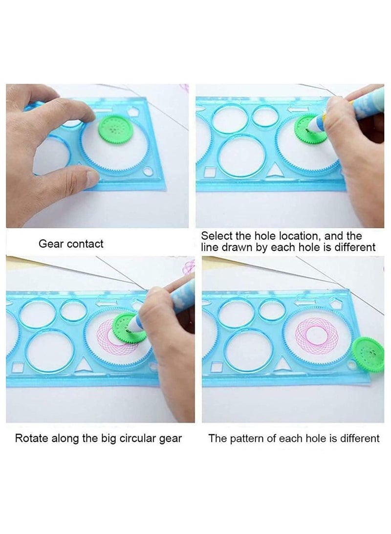 Magic Flower Gear Puzzle Set, Multi-Function DIY Art Toys for Kids, Interlocking Spiral Gear Stencils, Mandala Design (4 Pieces) - Image 4