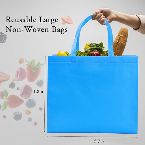 GITMIWS 20 Pack Large Non Woven Tote Bags, 15.7'' x 11.8'' Rainbow Shopping Bags with Handles for Groceries, Reusable Non Woven Grocery Bags for Party Gifts Shopping Stores - Image 2