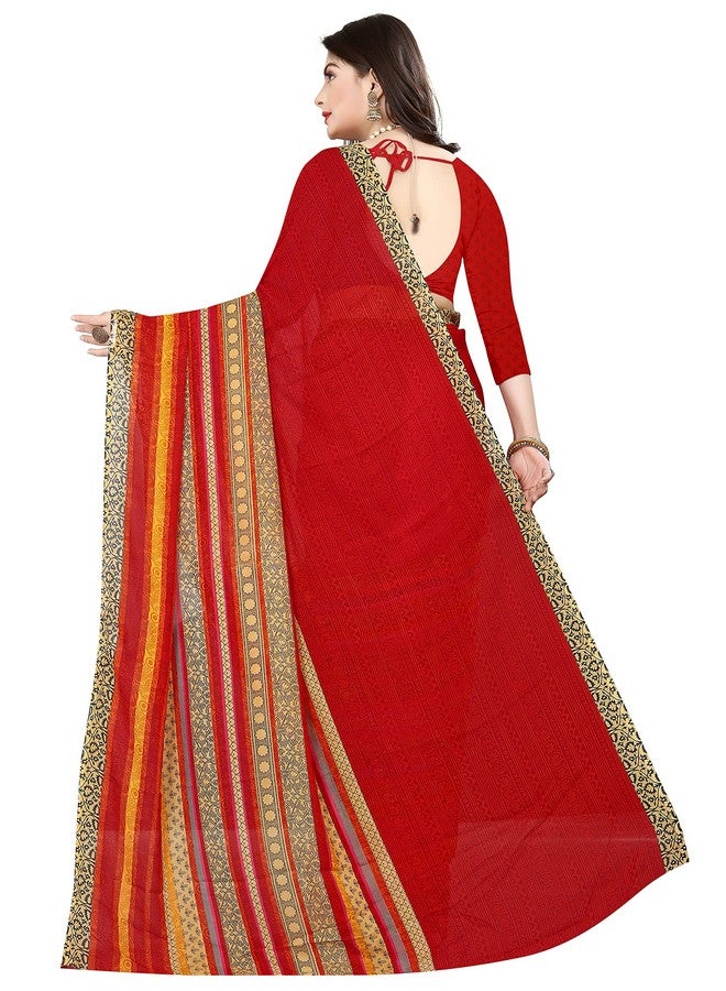 Women Georgette Bazar Collection Latest Sarees Printed Saree with Blouse Piece (AT_1164_1), Multicolor - Image 4