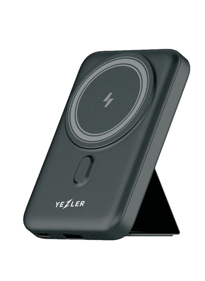 Yezler - 10000mAh Wireless Power Bank MagSafe Magnetic Portable Charger, 15W Wireless & 22W PD Fast Charging for iPhone & Android, Dual Charging for Apple Watch & AirPods, Compact Battery Pack for iPhone 16/15 Series, S series – Black - Image 1