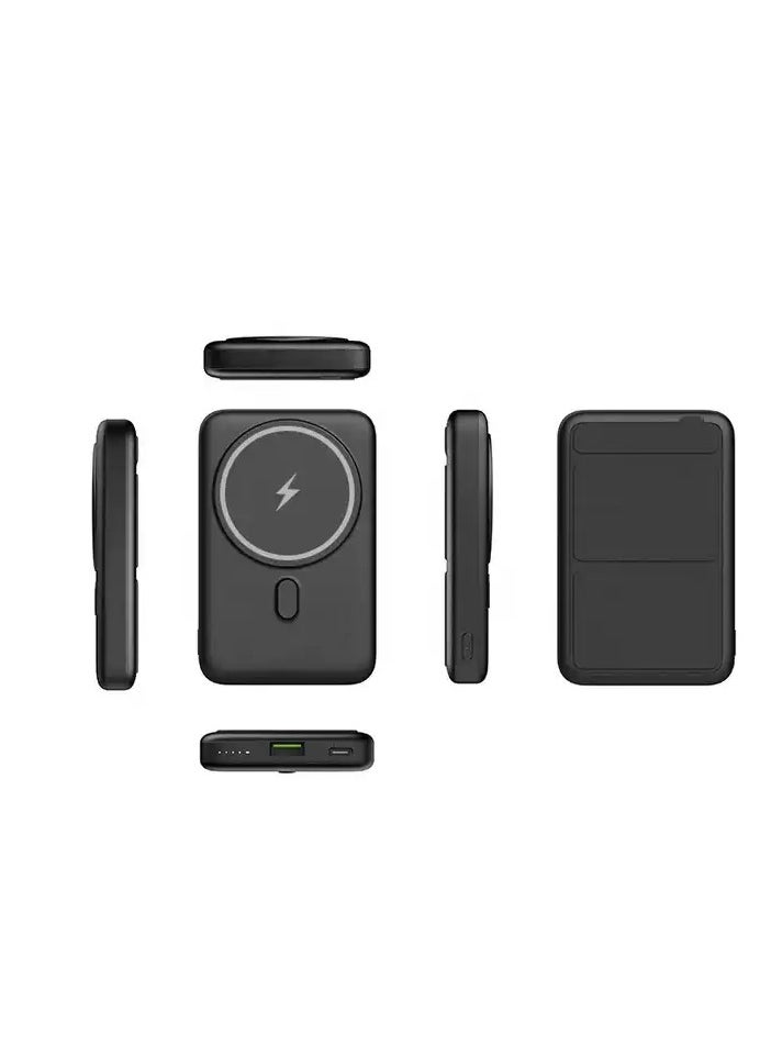 Yezler - 10000mAh Wireless Power Bank MagSafe Magnetic Portable Charger, 15W Wireless & 22W PD Fast Charging for iPhone & Android, Dual Charging for Apple Watch & AirPods, Compact Battery Pack for iPhone 16/15 Series, S series – Black - Image 1