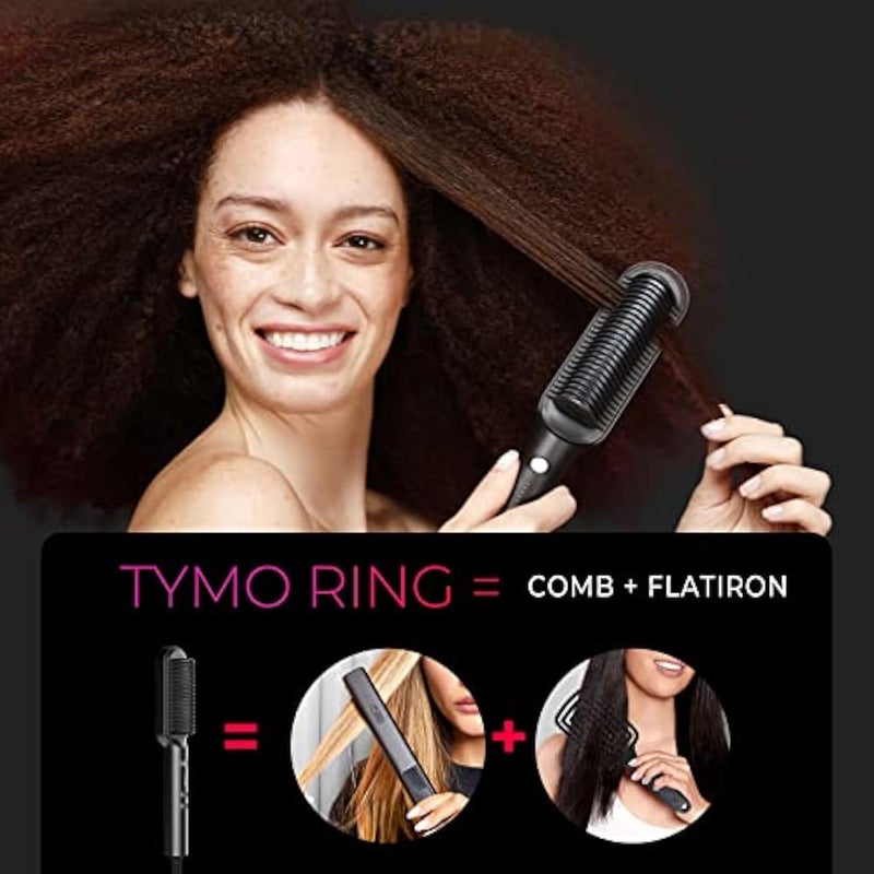 TYMO RING Hair Straightener Brush Hair Straightening Iron with Built-in Comb, 20s Fast Heating & 5 Temp Settings & Anti-Scald, Perfect for Professional Salon at Home - Image 2
