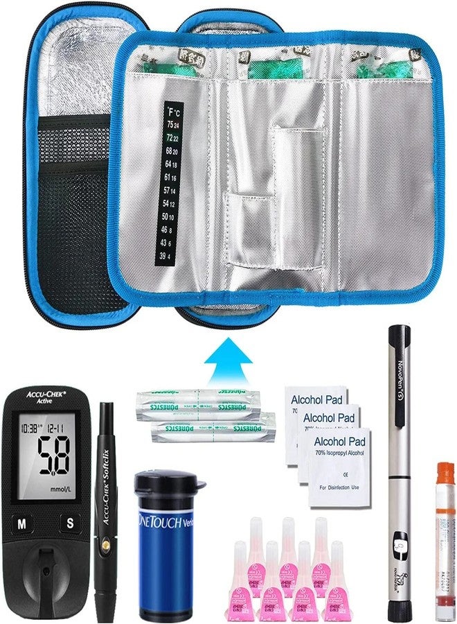 CareVego® Insulin Cooler Travel Case | Portable Insulated Diabetic Medicine Bag with 3 Ice Packs | Durable Hard EVA Cooling Pouch for Insulin Pens, Glucose Meter, Syringes & Medication – Blue - Image 5