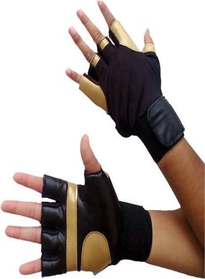 ZaySoo Workout Gloves with Wrist Support for Gym Workouts, Pull Ups Gym & Fitness Gloves Half Gloves - Gold - Image 2