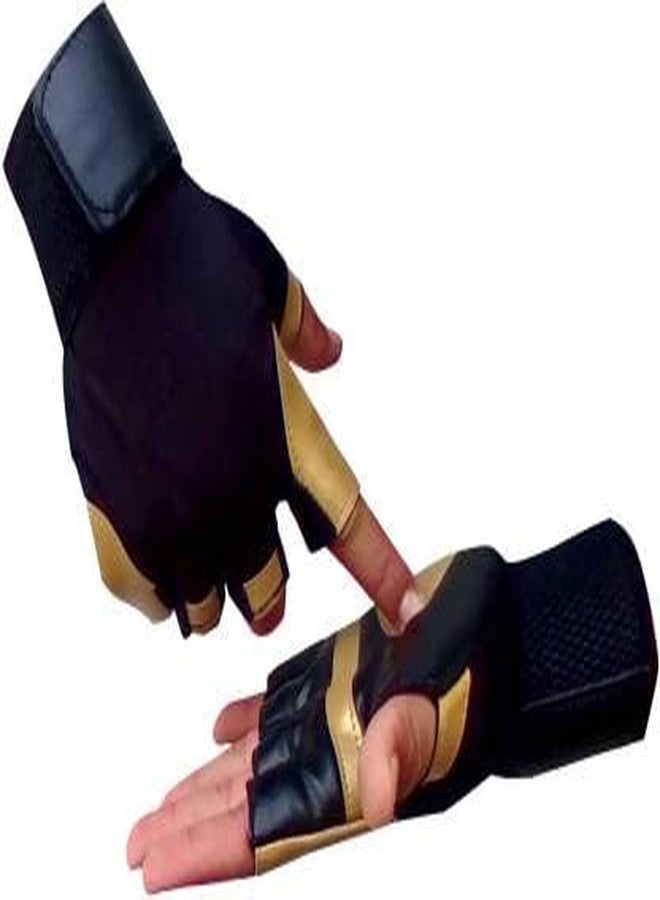 ZaySoo Workout Gloves with Wrist Support for Gym Workouts, Pull Ups Gym & Fitness Gloves Half Gloves - Gold - Image 4