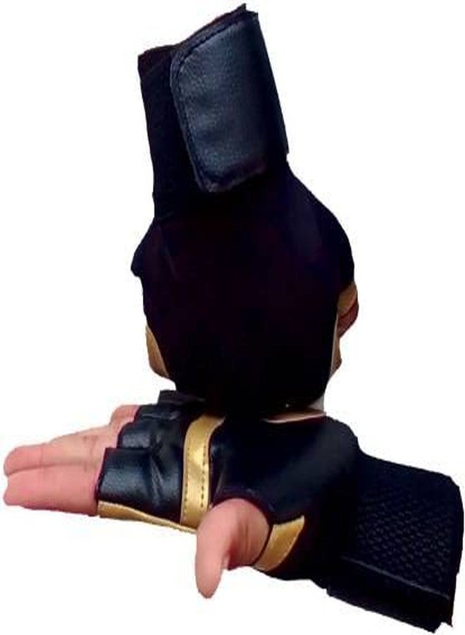 ZaySoo Workout Gloves with Wrist Support for Gym Workouts, Pull Ups Gym & Fitness Gloves Half Gloves - Gold - Image 5