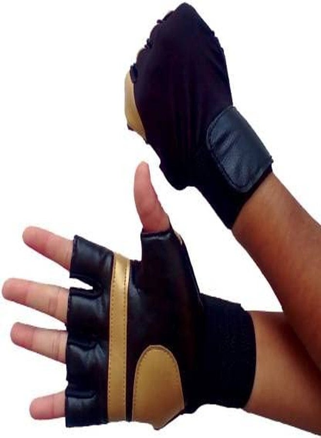 ZaySoo Workout Gloves with Wrist Support for Gym Workouts, Pull Ups Gym & Fitness Gloves Half Gloves - Gold - Image 3