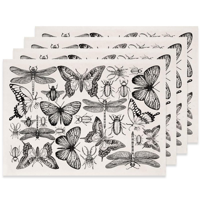SUPERDANT 4PCS Insect Underglaze Paper Transfer Butterfly Dragonfly Transfer Paper for Clay Ceramic Porcelain Under Glaze Transfers for Pottery Enamel Decals Black Underglaze Decal Papers - Image 1