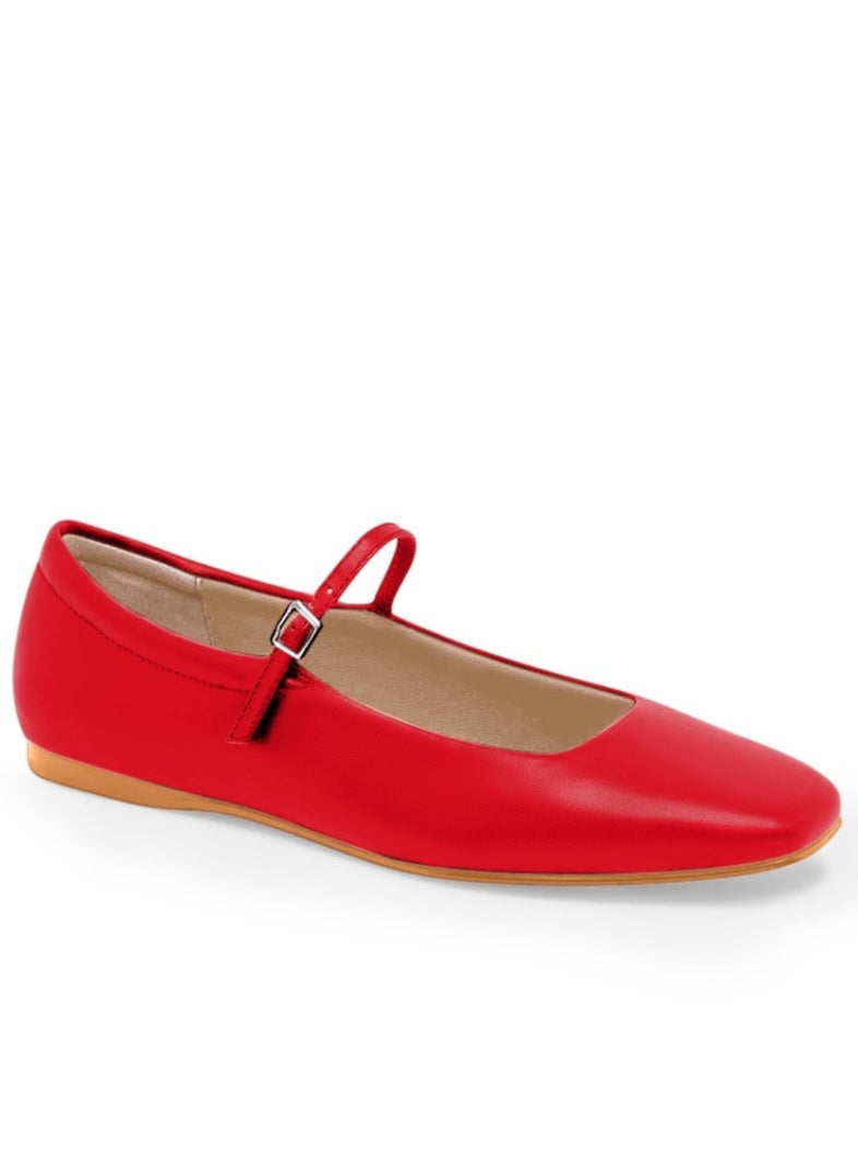 Katee - BAILATIRA RED FLATS Square-Toe HANDMADE FOR WOMEN - Image 1