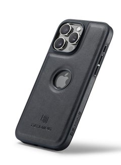 DGMING Case Cover Premium Leather Back with Logo CutOut Shockproof Compatible with Iphone 16 Pro Max (Black)  - Image 1
