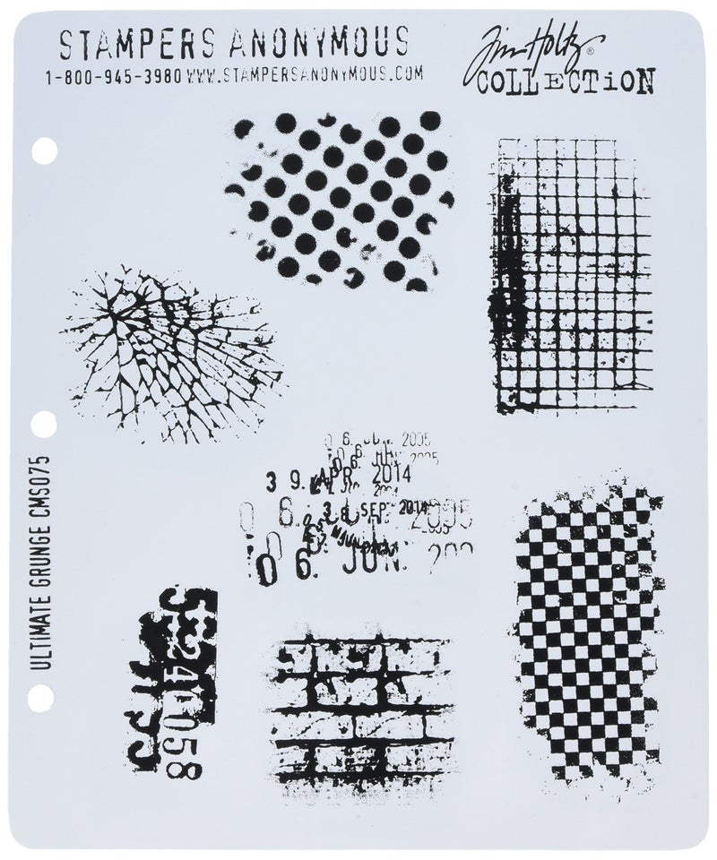 Stampers Anonymous CMS-075 Tim Holtz Cling Rubber Stamp Set, Ultimate Grunge