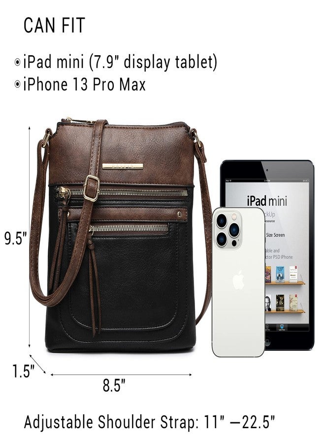 Dasein Crossbody Purse for Women Vegan Leather Shoulder Handbags Messenger Bags with Multi Zipper Pockets (Black) - Image 4