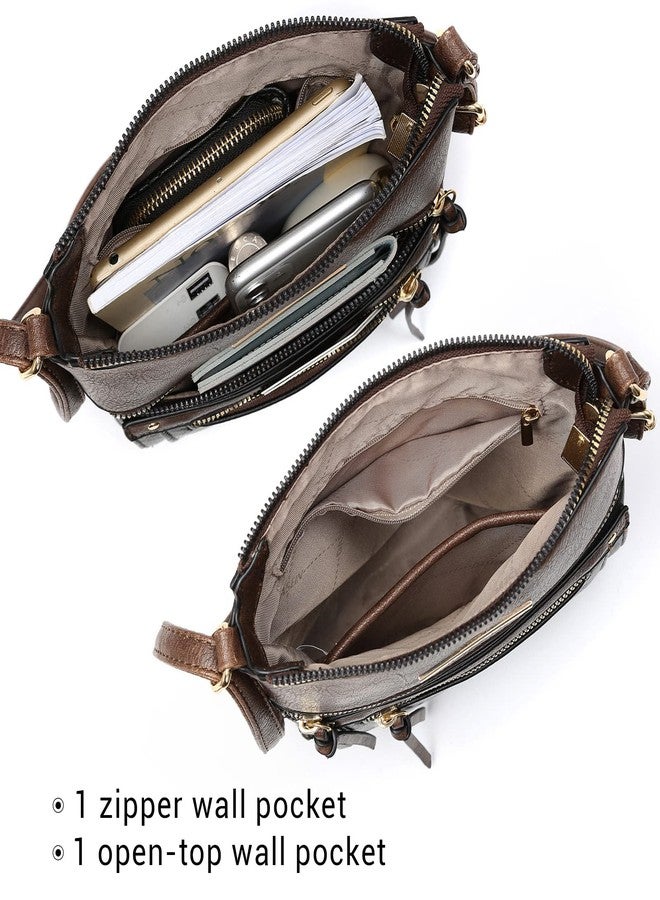 Dasein Crossbody Purse for Women Vegan Leather Shoulder Handbags Messenger Bags with Multi Zipper Pockets (Black) - Image 5